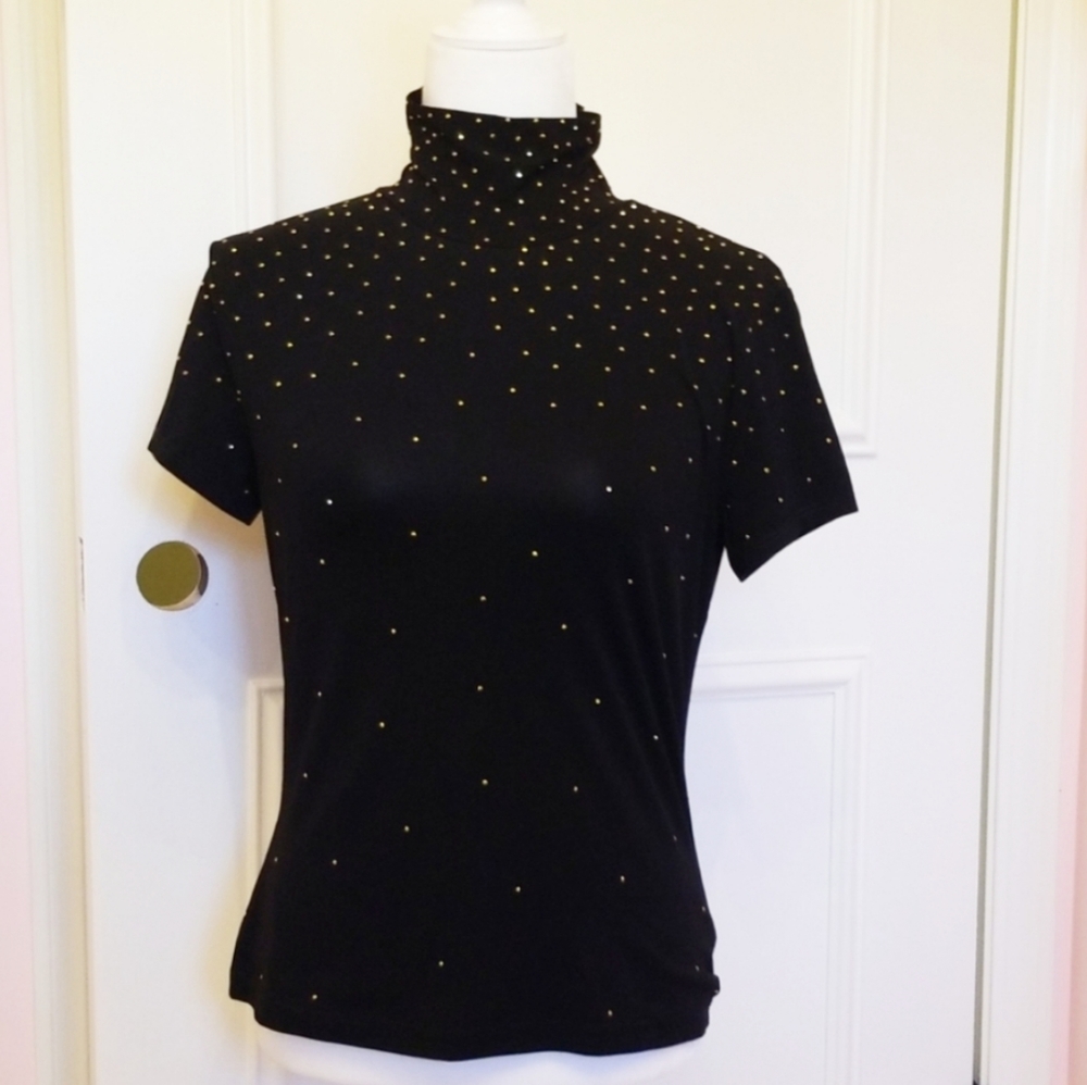 ST. JOHN rhinestone turtleneck